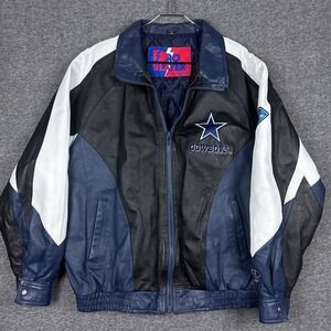 Vintage‎ Dallas Cowboys Pro Player Leather Jacket Mens XL Blue 1994 NFL Football